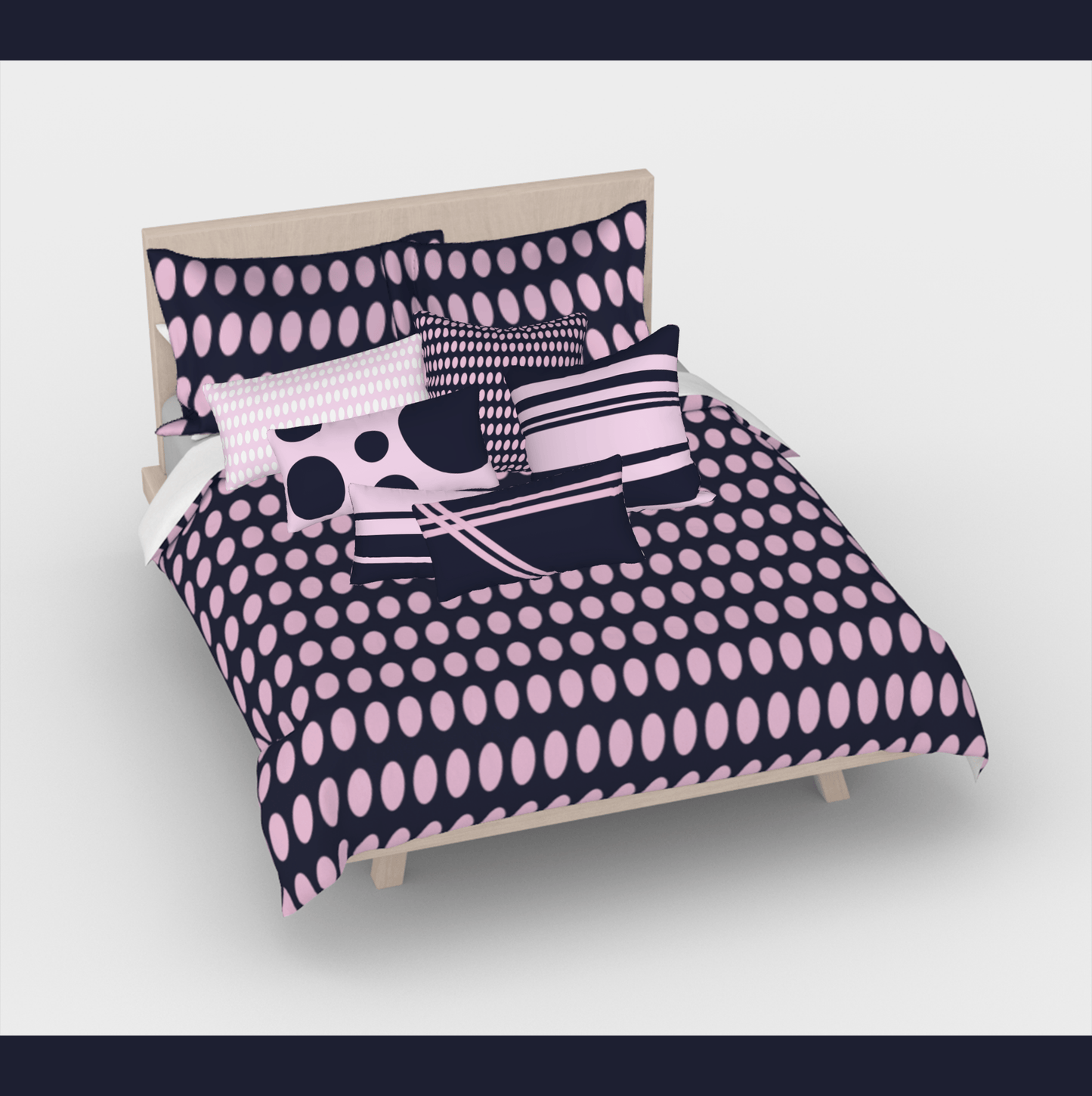 the-wheaten-store-pillow-case-marine-blue-and-pink-polka-dots-bed-pillow