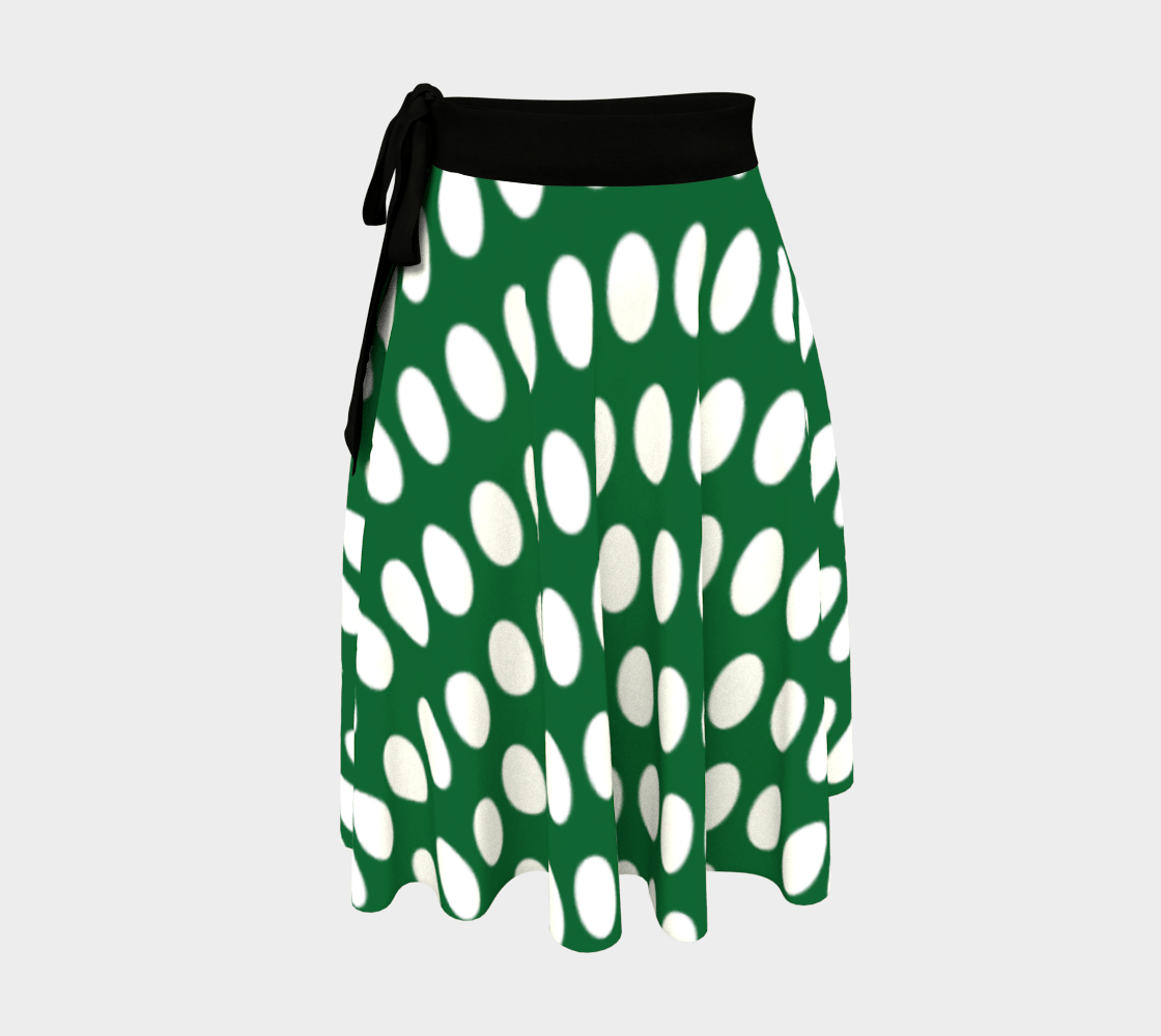 the-wheaten-store-retro-look-wrapped-skirt-polka-dots-green-wrap-skirt-black-matte-crepe