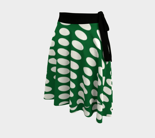 the-wheaten-store-retro-look-wrapped-skirt-polka-dots-green-wrap-skirt-black-matte-crepe