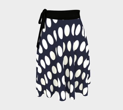 Retro Look Wrapped Skirt - Polka Dots NAVY BLUE  🇨🇦