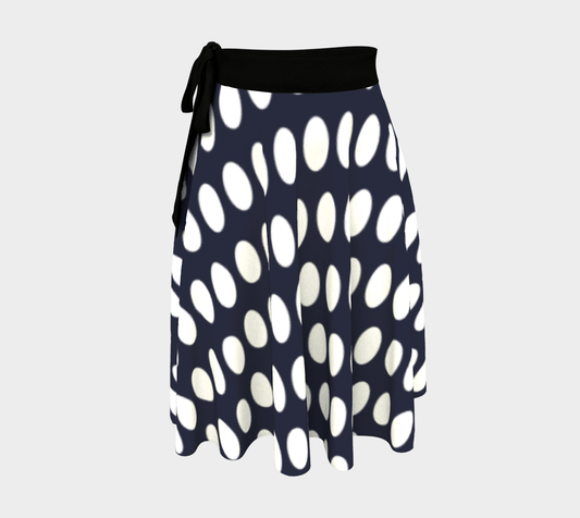 Retro Look Wrapped Skirt - Polka Dots NAVY BLUE  🇨🇦