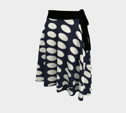 Retro Look Wrapped Skirt - Polka Dots NAVY BLUE  🇨🇦