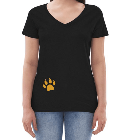 soft coated wheaten terrier sleeping printed on black t-shirt from the Wheaten Store - front with yellow paw print