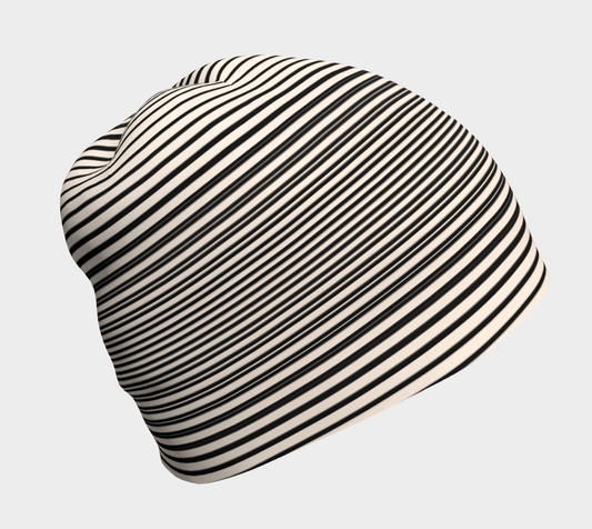 Tuque Hat - Cream Beige Striped