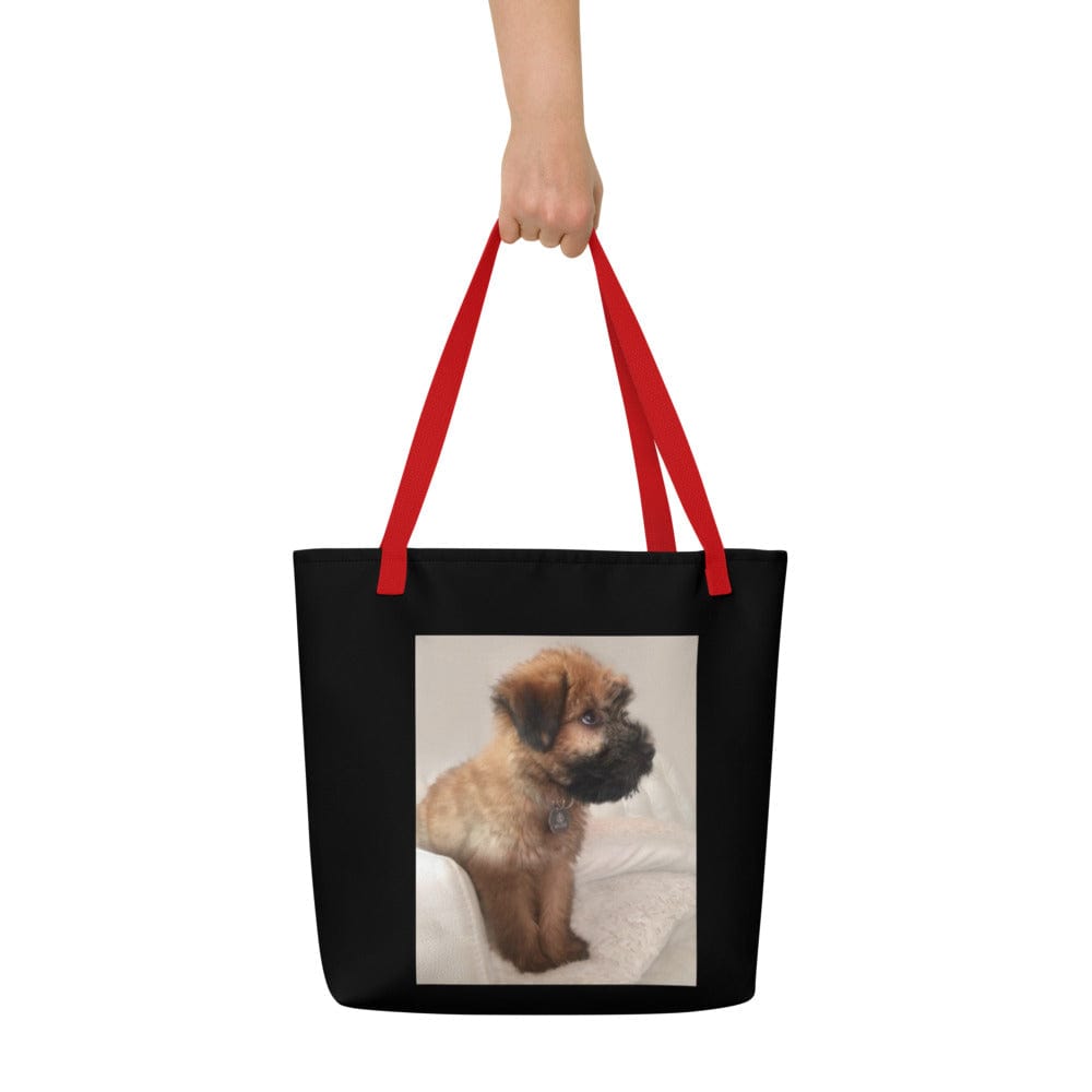 black tote bag with wheaten terrier picture - the wheaten store