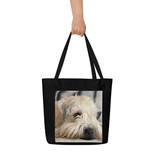 black tote bag with wheaten terrier picture - the wheaten store