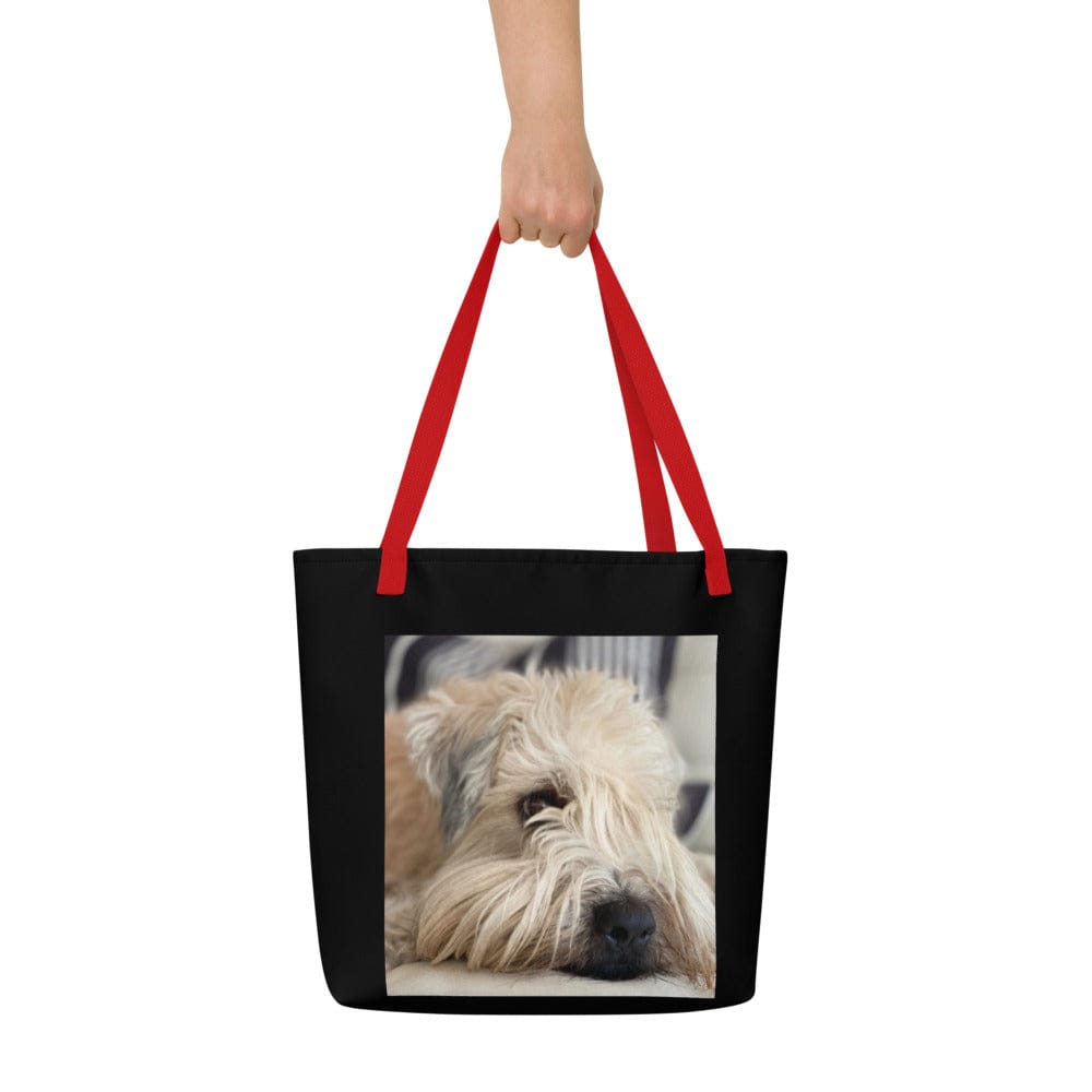 black tote bag with wheaten terrier picture - the wheaten store