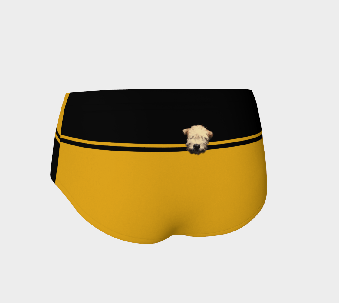 Wheaten Puppy Athletic Mini-Shorts - Women - Black & Gold 🇨🇦
