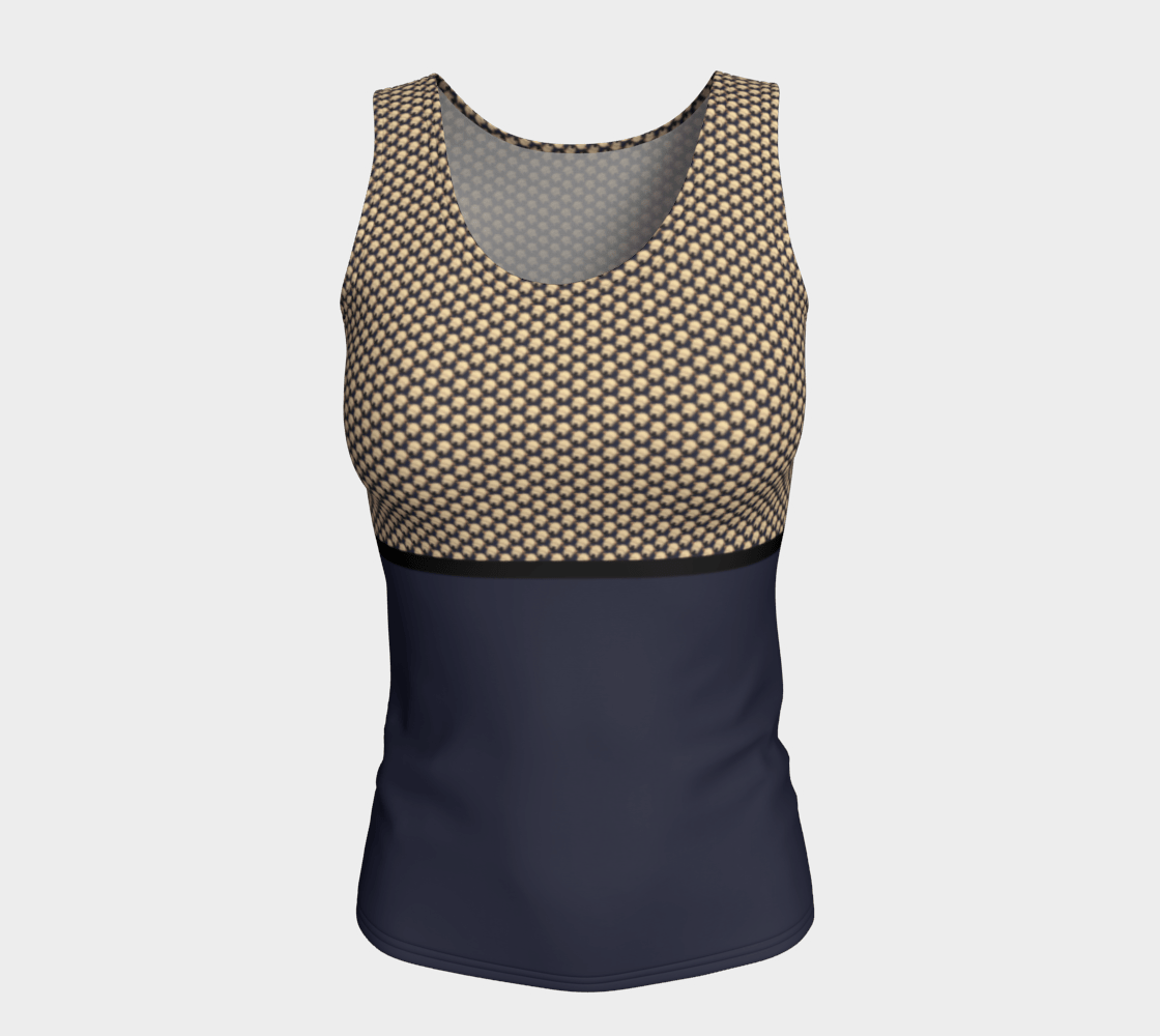 Wheaten Puppy Fitted Tank Top - Navy Blue