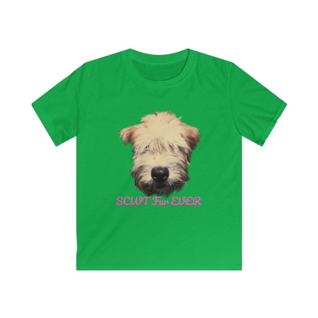 The wheaten Store puppy face on kid Green t-shirt
