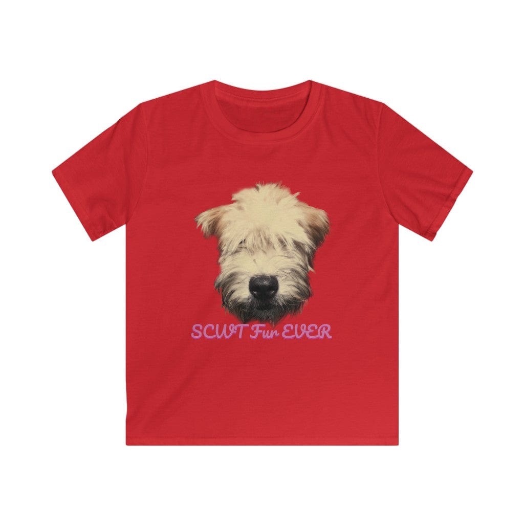 The wheaten Store puppy face on kid red t-shirt