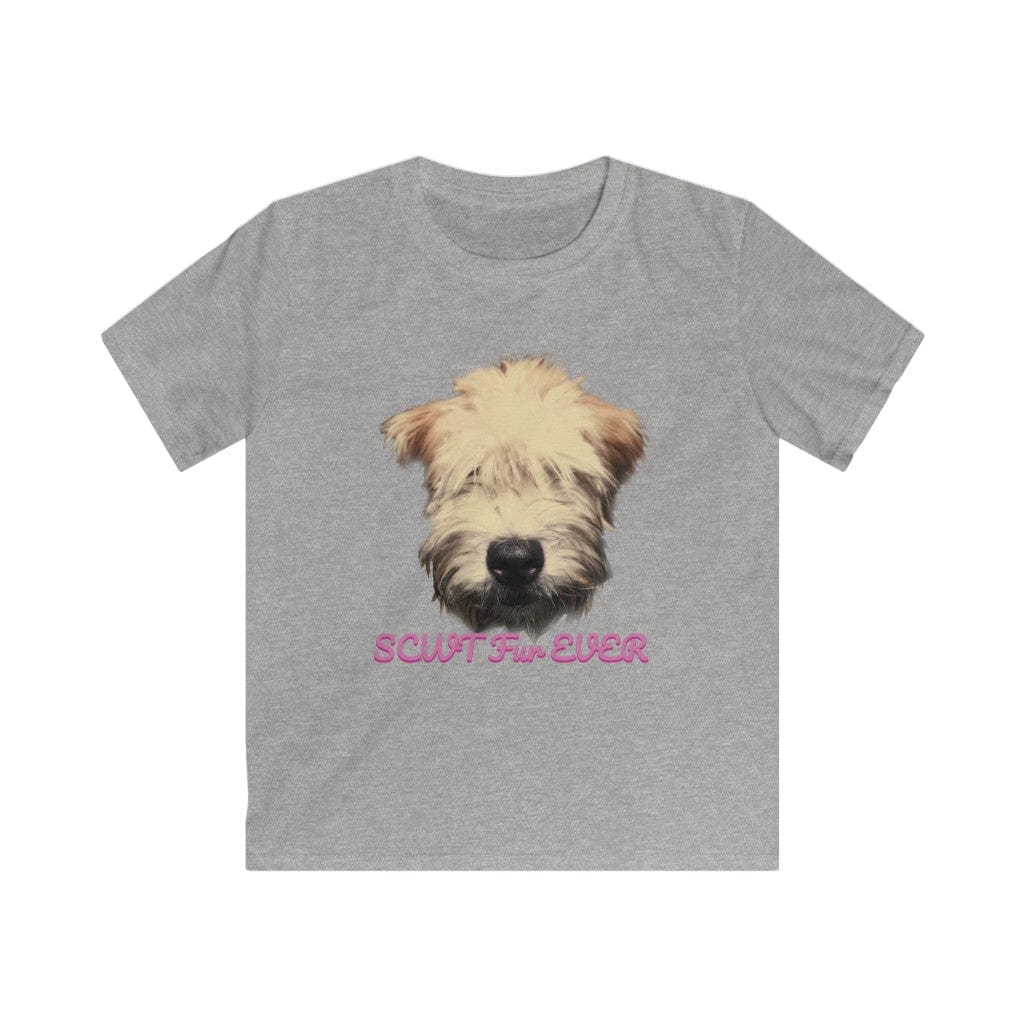 The wheaten Store puppy face on kid grey t-shirt