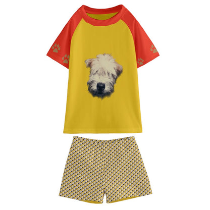 the wheaten store Wheaten Puppy Kids' Swim Tee and Shorts Set