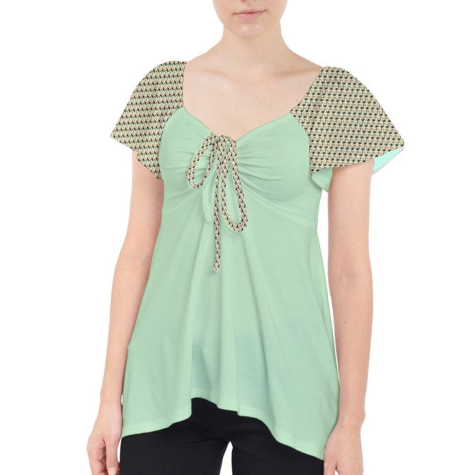 the wheaten store Wheaten Puppy Lace Front Dolly Top - Mint Green