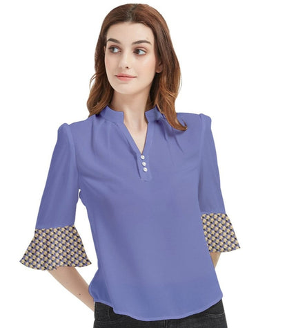 the wheaten store Wheaten Puppy Loose Horn Sleeve Chiffon Blouse - Lilac