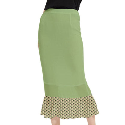 Wheaten Puppy Maxi Fishtail Chiffon Skirt - green