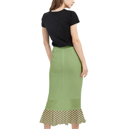 Wheaten Puppy Maxi Fishtail Chiffon Skirt - green