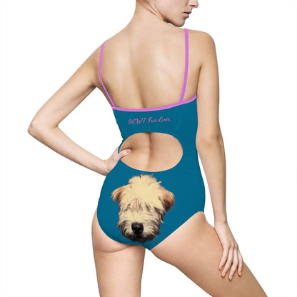 Wheaten Puppy swimsuit - cerulean blue - the wheaten store