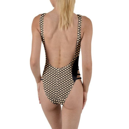 Wheaten Puppy Open back Swimsuit - Black