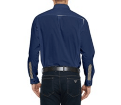 Wheaten Puppy pattern Men's Long Sleeve Pocket Shirt - Navy Blue