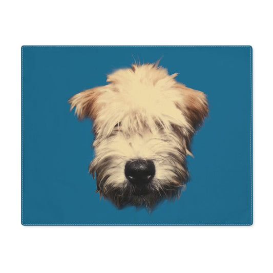  wheaten puppy and cerulean blue placemat