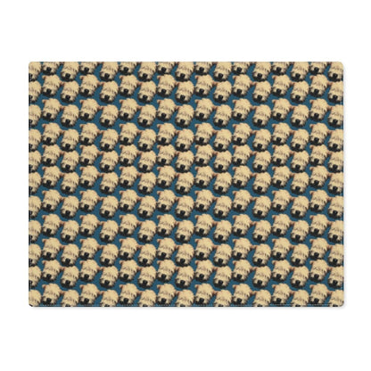 multiple wheaten puppies and cerulean blue placemat