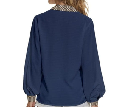 the-wheaten-store-wheaten-puppy-puffy-sleeves-button-down-shirt-navy-blue-fulltop-32176800989381