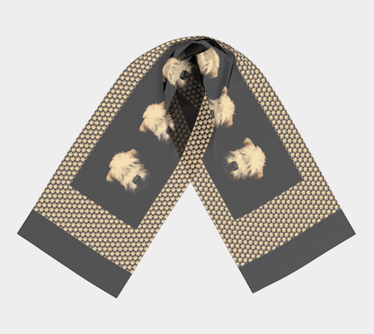 Wheaten Puppy Silk Habotai Scarf - Black 🇨🇦 - The Wheaten Store