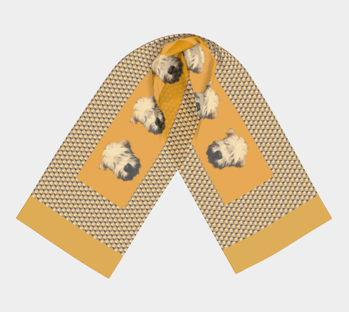 Wheaten Puppy Silk Habotai Scarf - Gold 🇨🇦 - The Wheaten Store