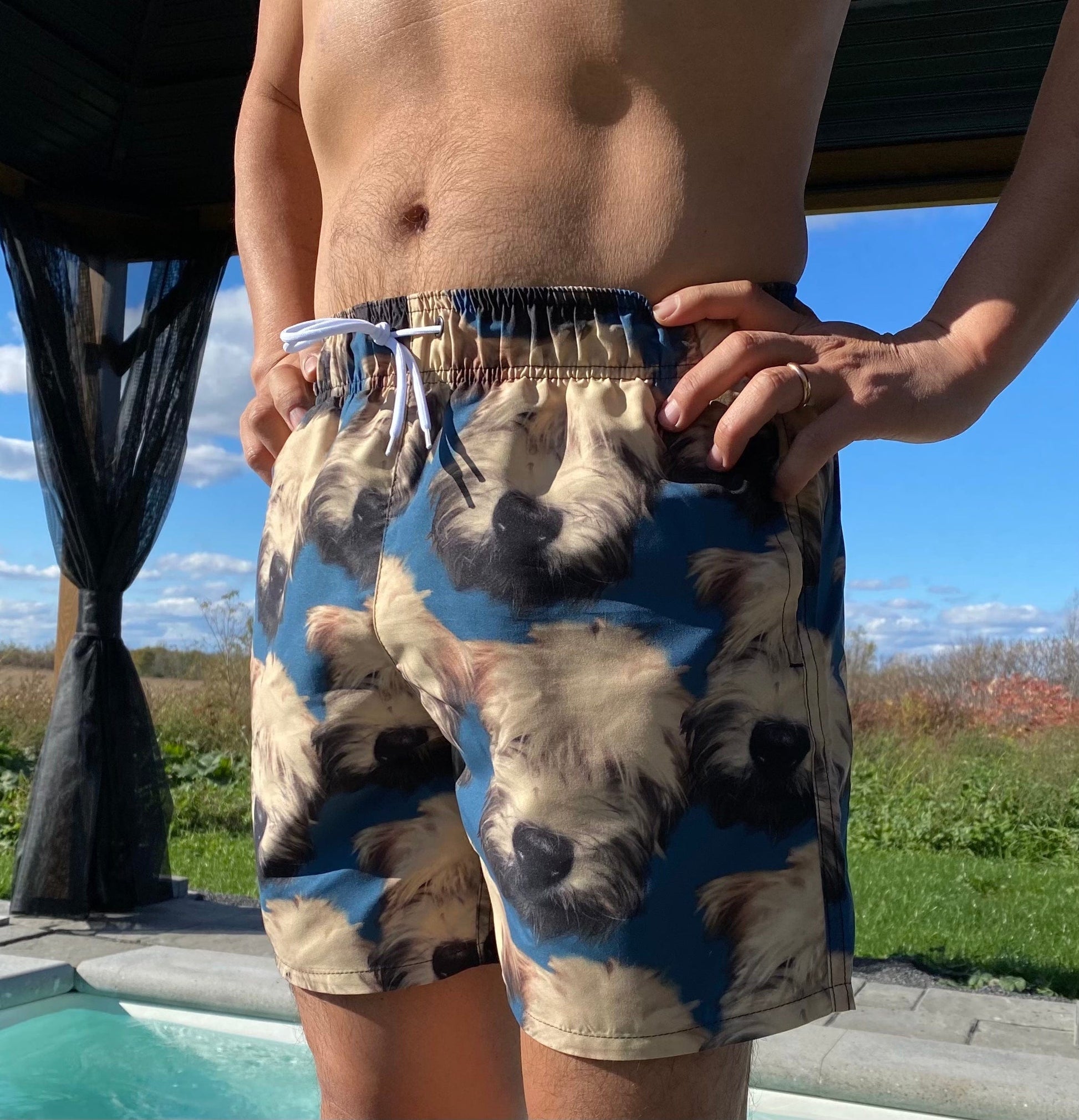 Wheaten puppy men’s swimsuit