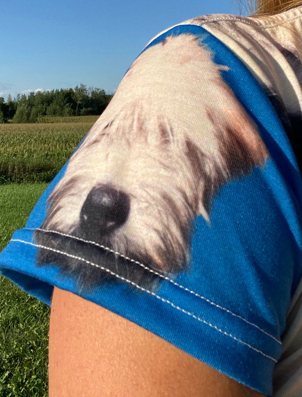 wheaten puppy t-shirt dress right shoulder