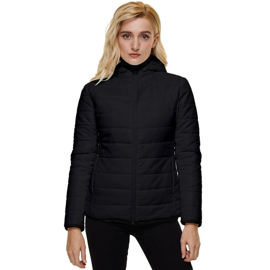 wheaten Puppy Women's Hooded Quilted Jacket - Black