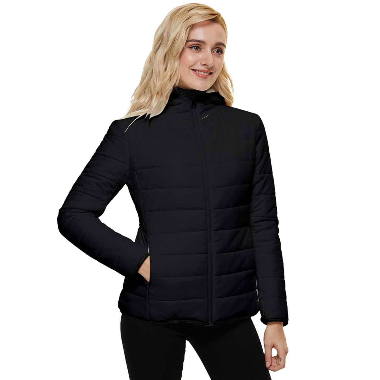 Veste matelassée à capuche pour femme Wheaten Puppy - Noir