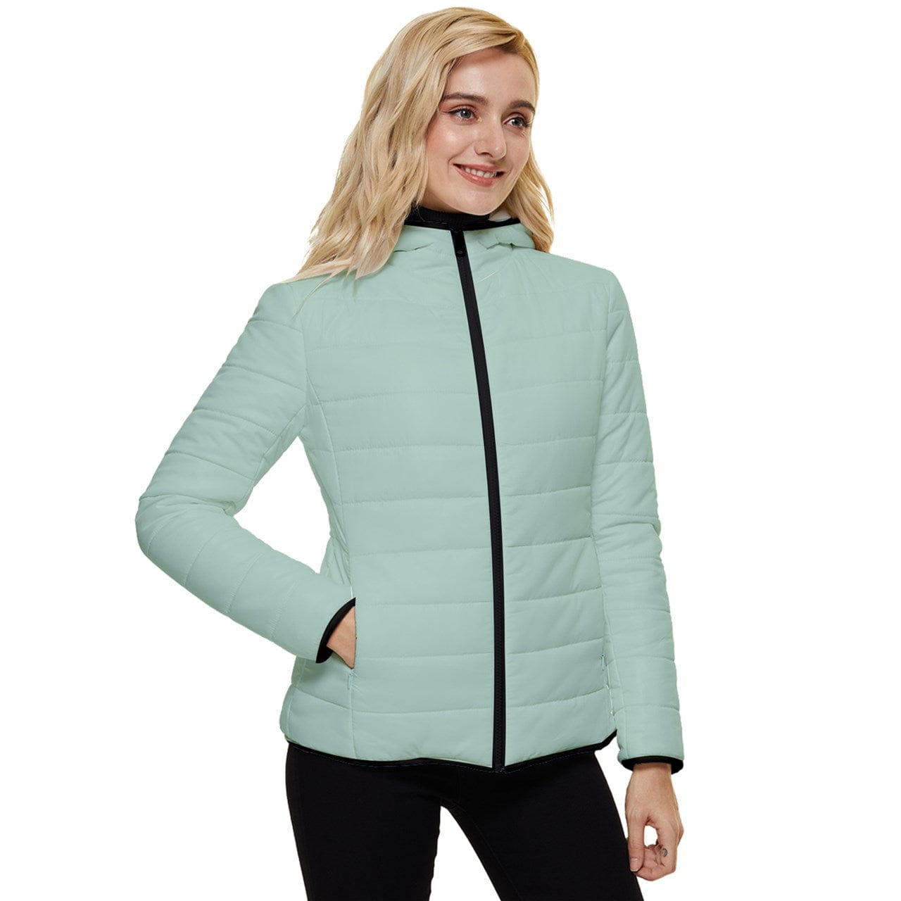 Wheaten Puppy Women's Hooded Quilted Jacket - Mint Green