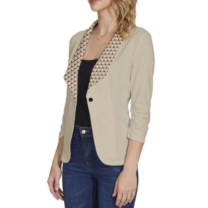 Wheaten Puppy Women's One-Button 3/4 Sleeve Short Jacket - beige