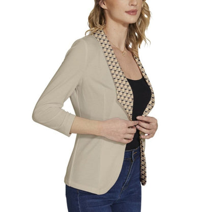 Wheaten Puppy Women's One-Button 3/4 Sleeve Short Jacket - beige