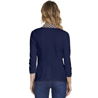 Wheaten Puppy Women's One-Button 3/4 Sleeve Short Jacket - Navy blue