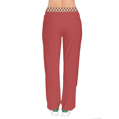 Wheaten Puppy Women Velvet Drawstring Pants - RED